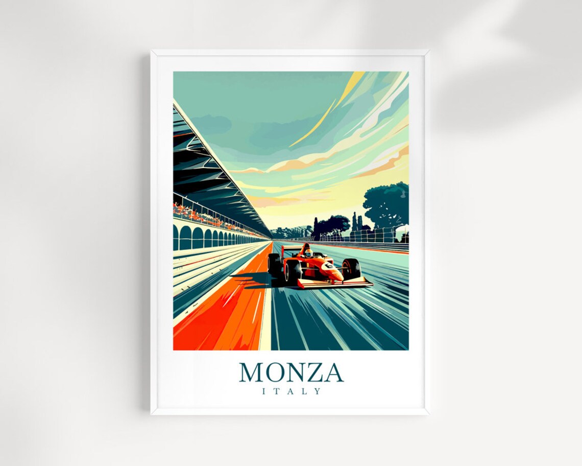Monza Italy F1 Race Car Track Grandstand Speed Sports Poster