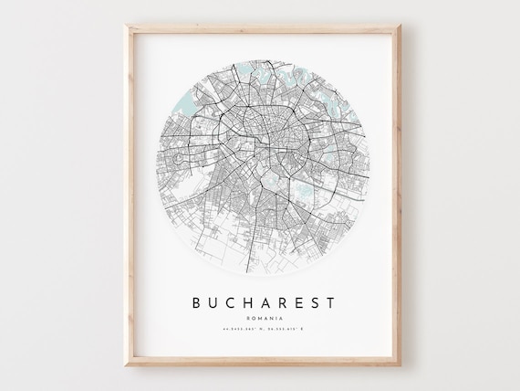 Bucharest Map Print Modern City Street Wall Art