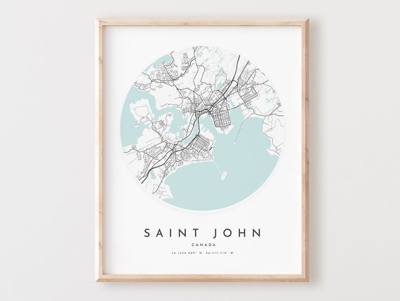 Saint John Map Print, Modern City Wall Art