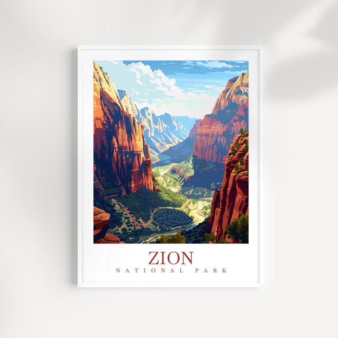 Zion National Park Red Canyon Walls In Dramatic Desert Light Poster