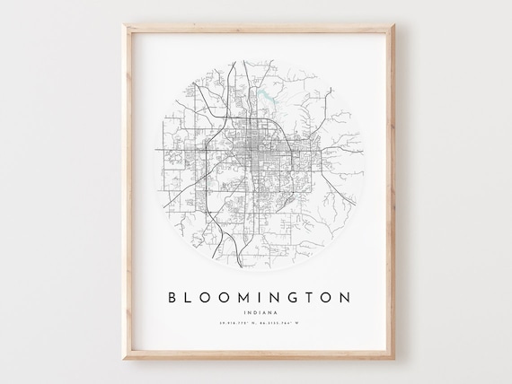 Bloomington Indiana Map Print Minimalist City Street Art
