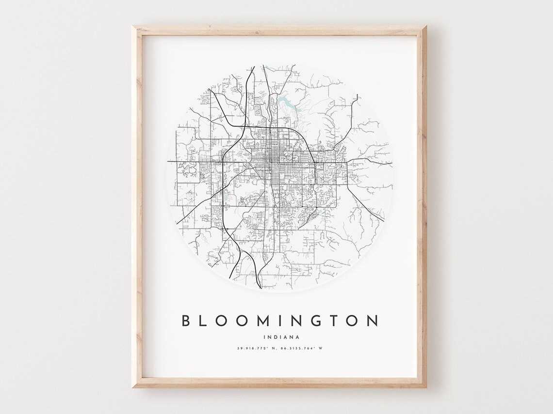 Bloomington Indiana Map Print Minimalist City Street Art
