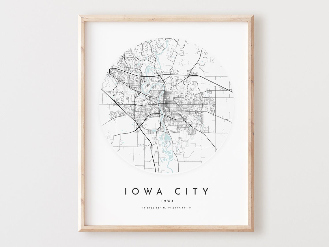Iowa City Iowa Minimalist Circle City Map Modern Street Art Poster