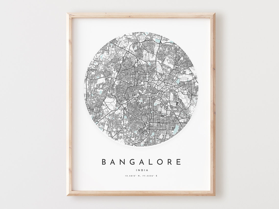 Bangalore Map Print City Street Wall Art