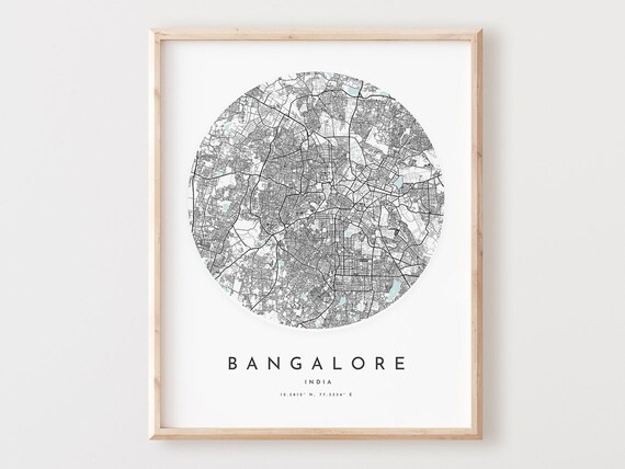 Bangalore Map Print City Street Wall Art