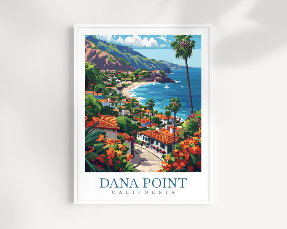 Dana Point California Scenic Bay and Harbor Town Travel Poster