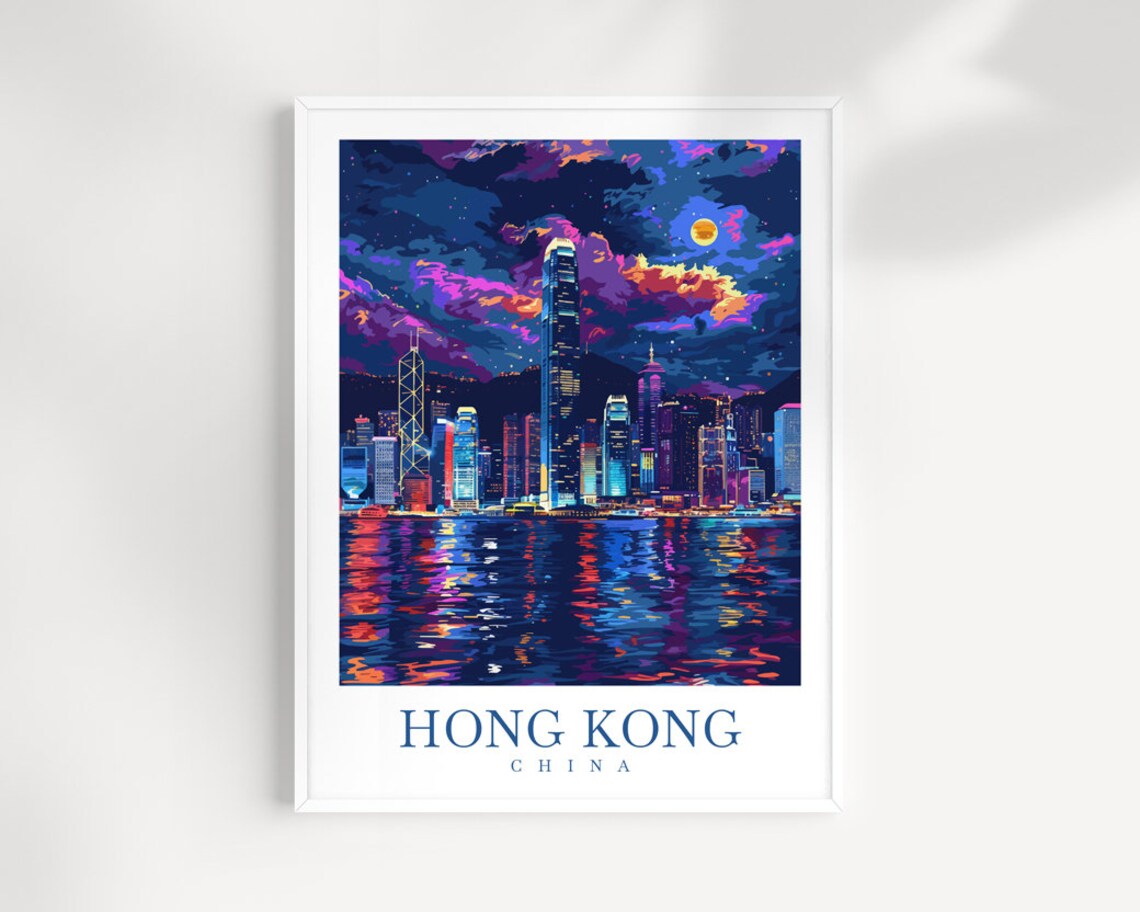 Hong Kong Travel Print Wall Art China Wall Hanging Home Dcor Gift Hong Kong Art Lovers China Hong Kong Art Gift Hong Kong Poster Gift