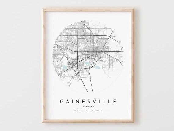 Gainesville Florida Map Print Minimalist City Street Art