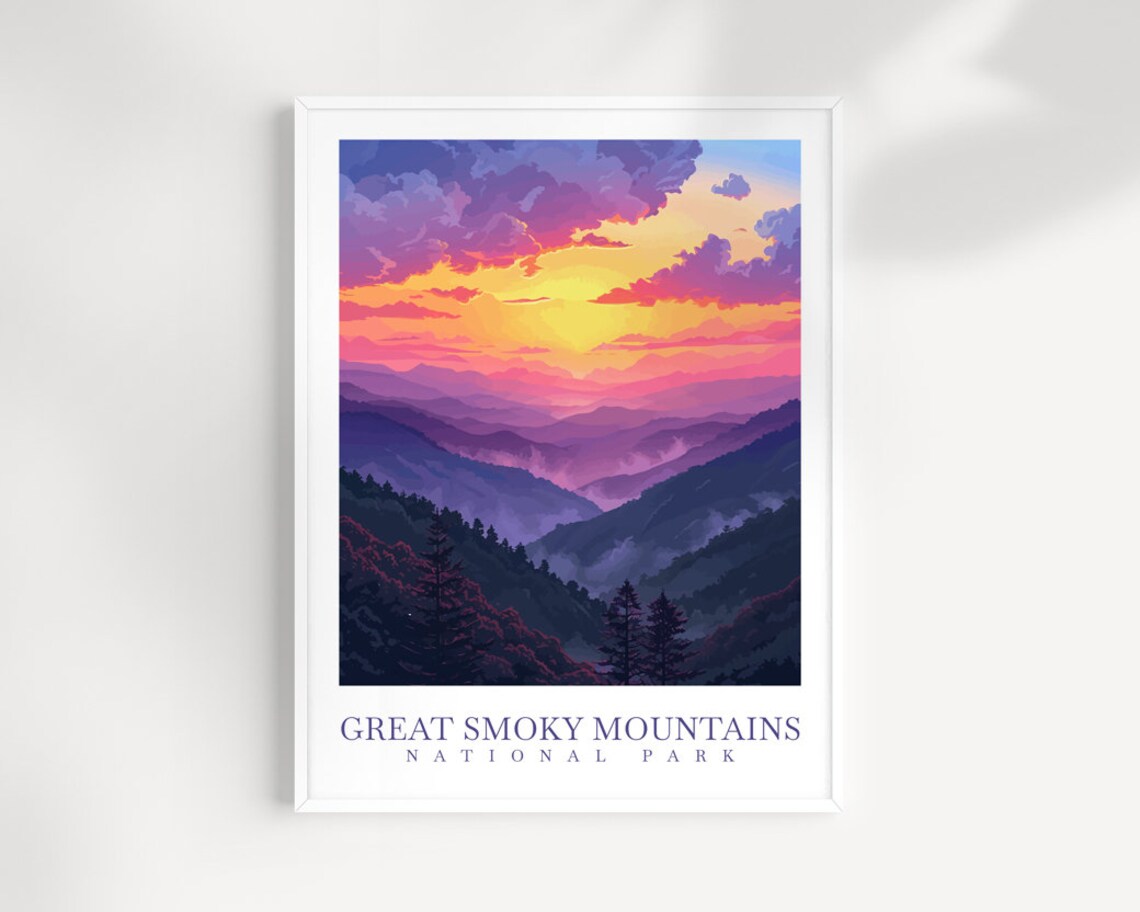 Great Smoky Mountains National Park Pink Sunrise Mist Poster