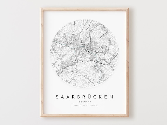 Saarbrcken Map Print City Street Art Poster