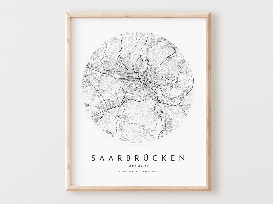 Saarbrcken Map Print City Street Art Poster