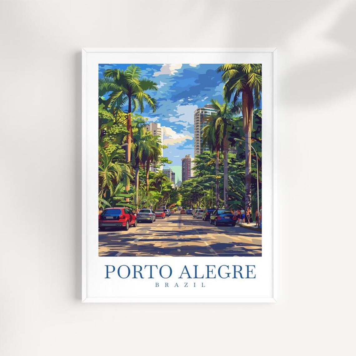 Porto Alegre Brazil Palm Avenue City Street Sunny Travel Poster