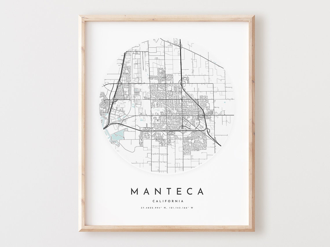 Manteca California Minimalist City Map Circle Street Art Print