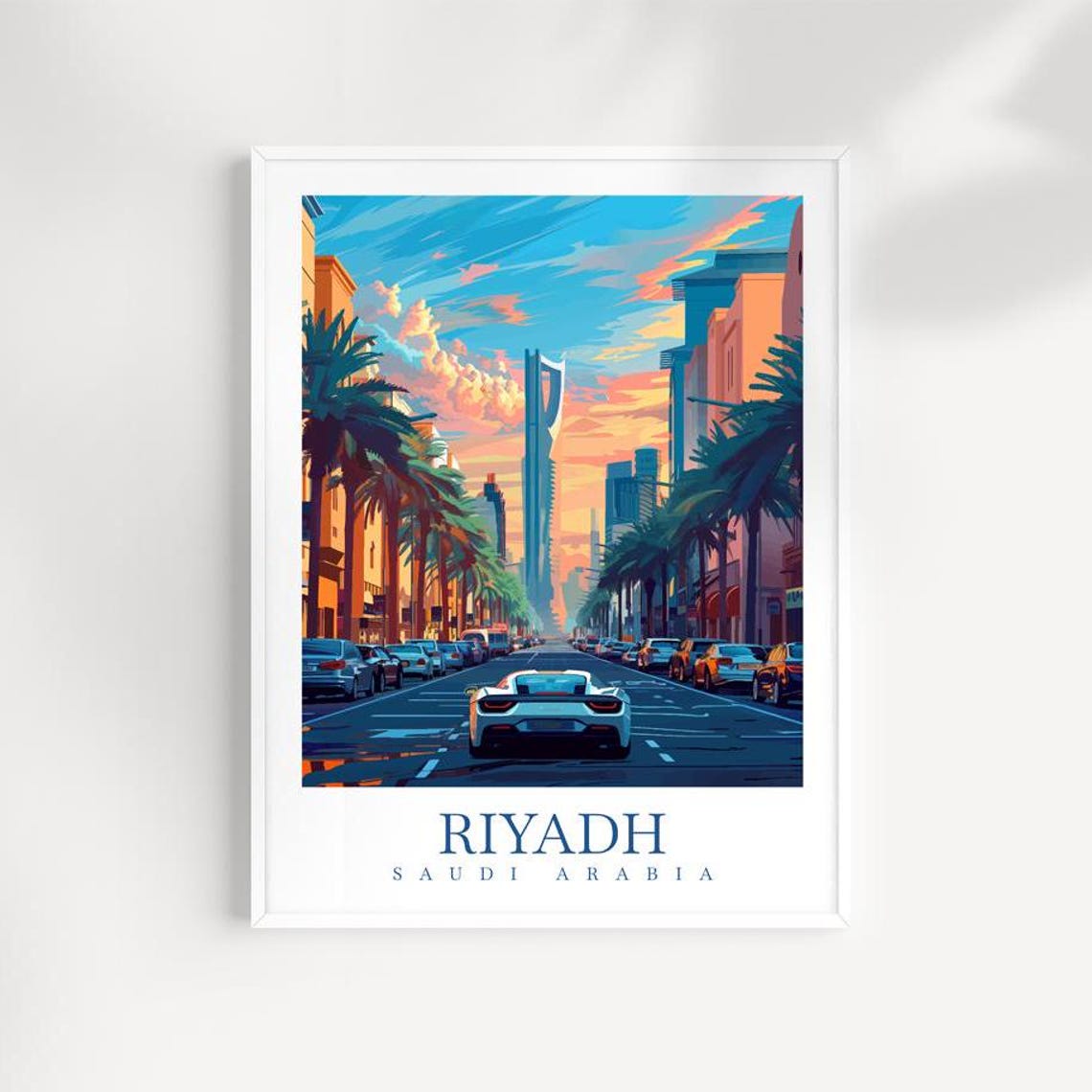 Riyadh Saudi Arabia Street Scene Kingdom Centre Tower City Print