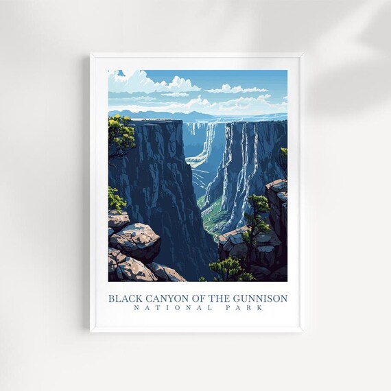 Black Canyon of the Gunnison National Park Falls View Day Travel Poster