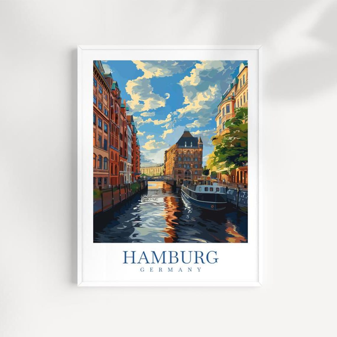 Hamburg Germany Travel Poster Cityscape Wall Art