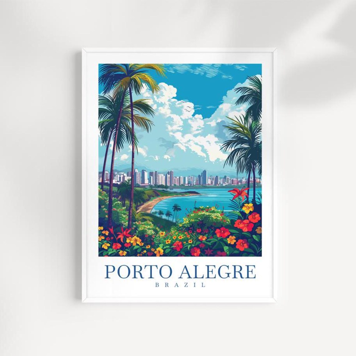 Porto Alegre Brazil Travel Poster, Tropical Wall Art