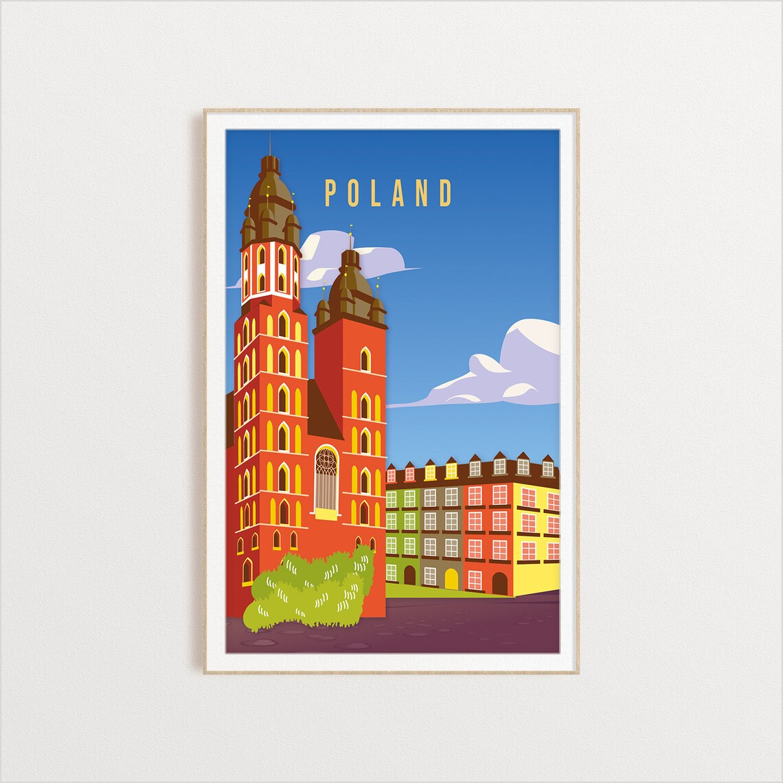 Poland Brick Gothic Church Twin Towers Old Town Vintage Travel Poster - Image 2