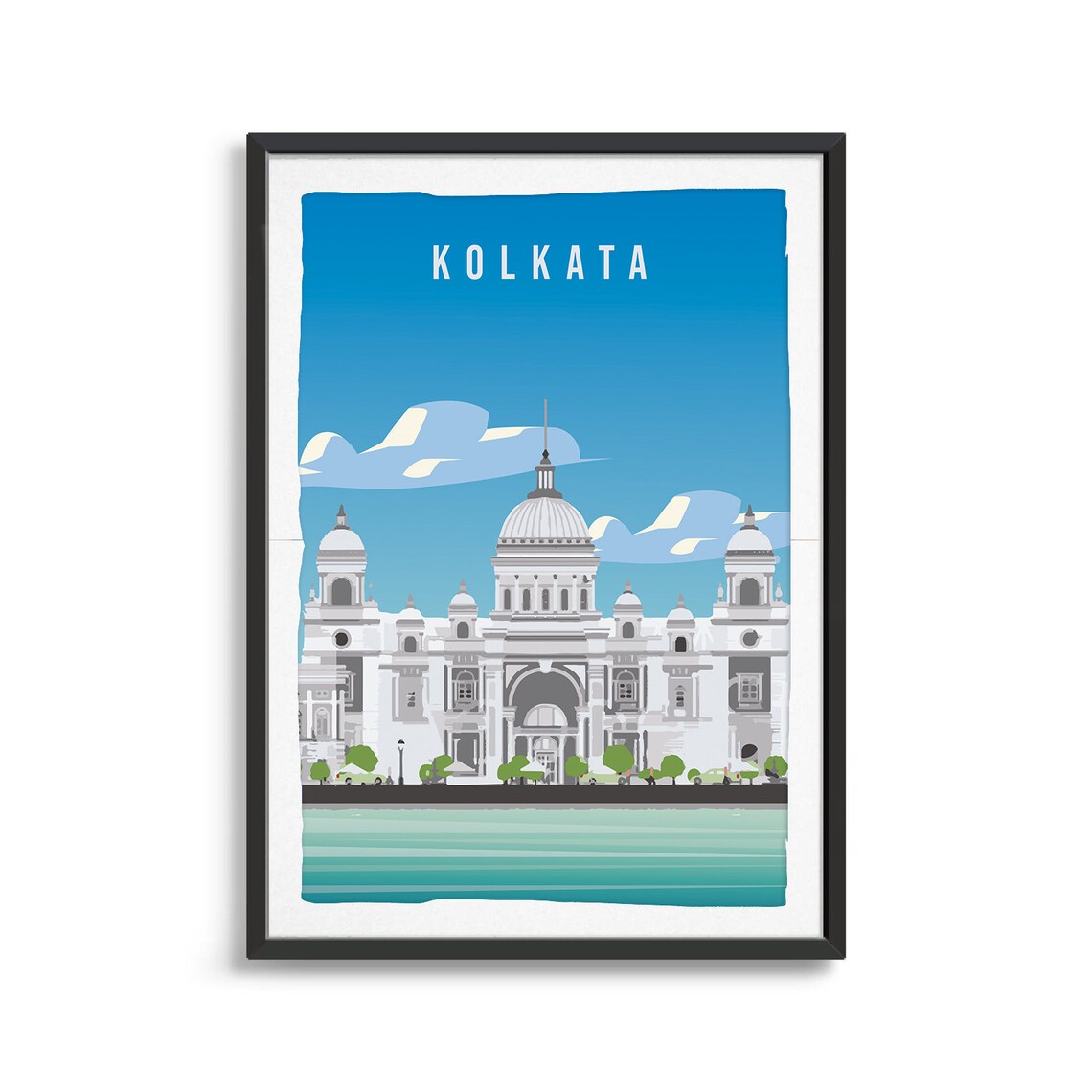 Kolkata Grand Domed Palace Waterfront Travel Souvenir Poster - Image 2