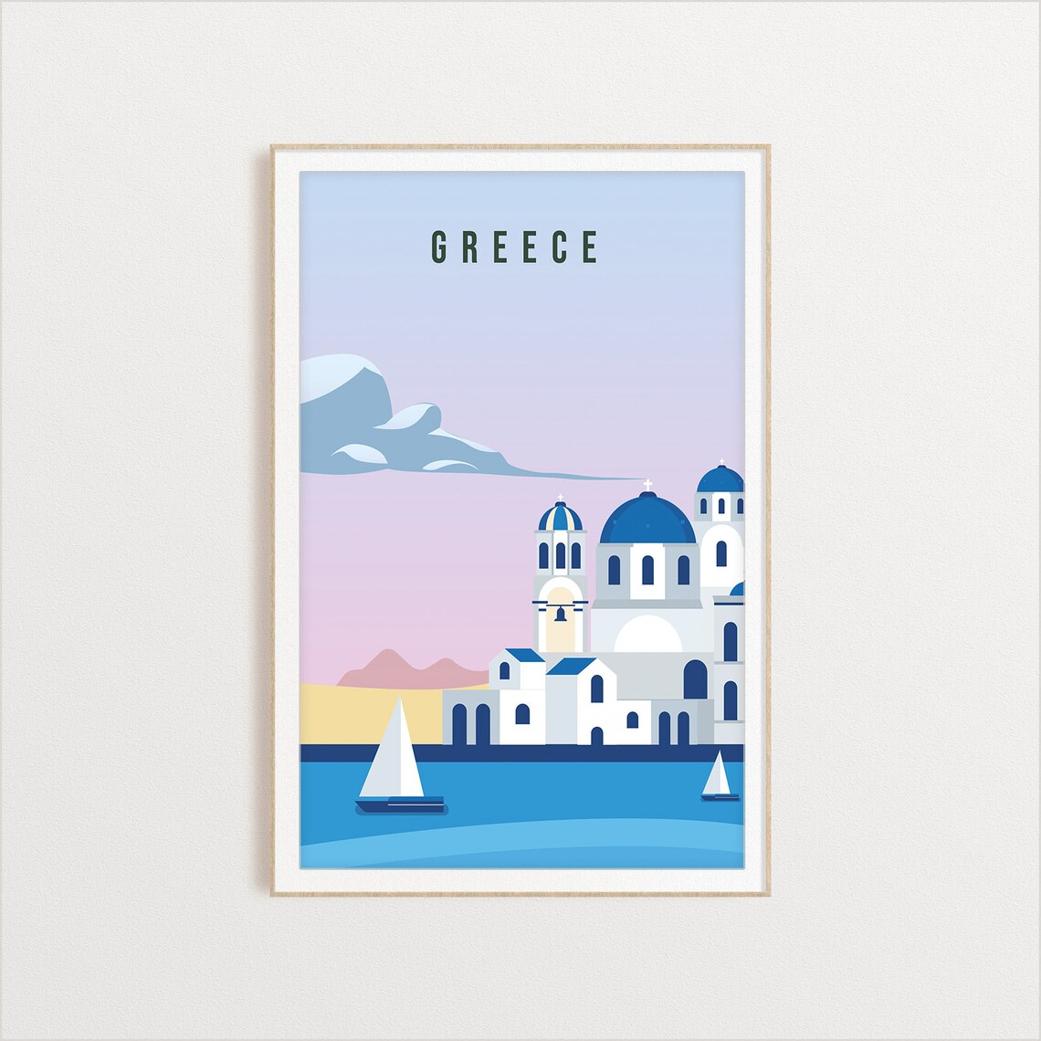 Greece Travel Poster, Country City Wall Art