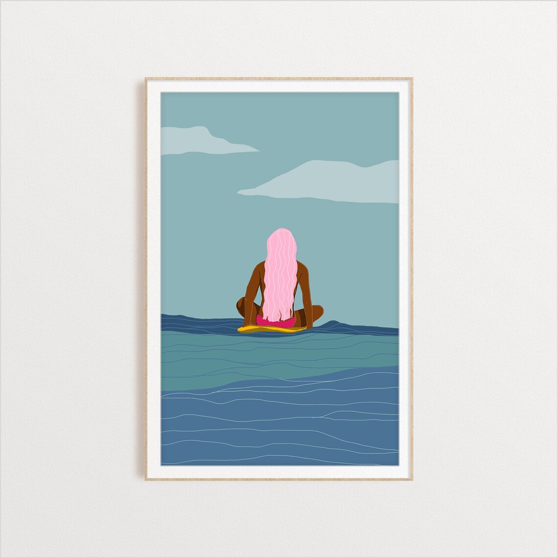 Pink Surfer Girl Wave Surfer Print, Ocean Art - Image 2