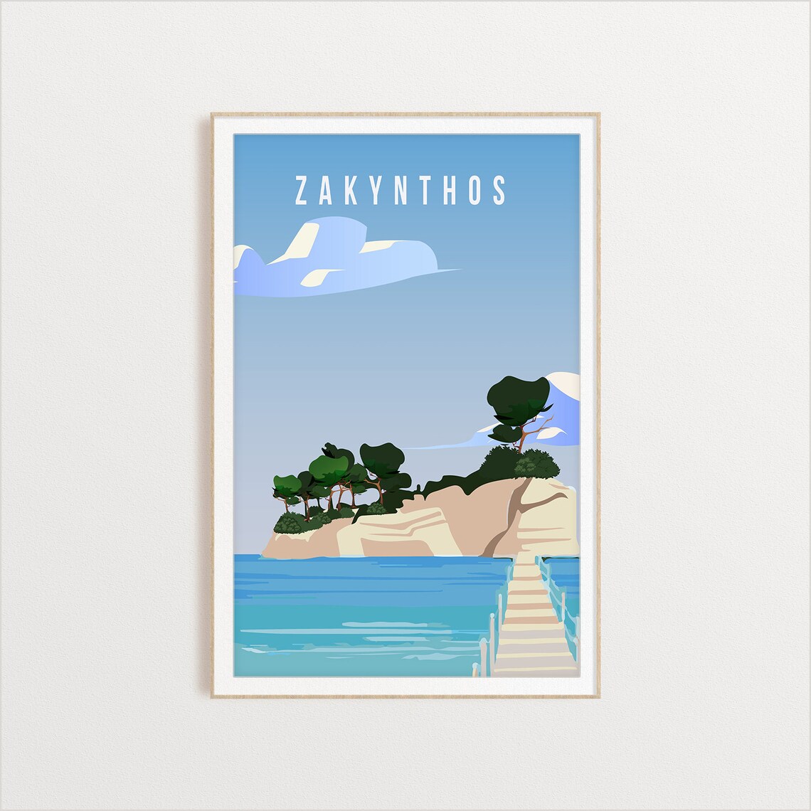 Zakynthos Travel Poster, City Illustration Art - Image 2