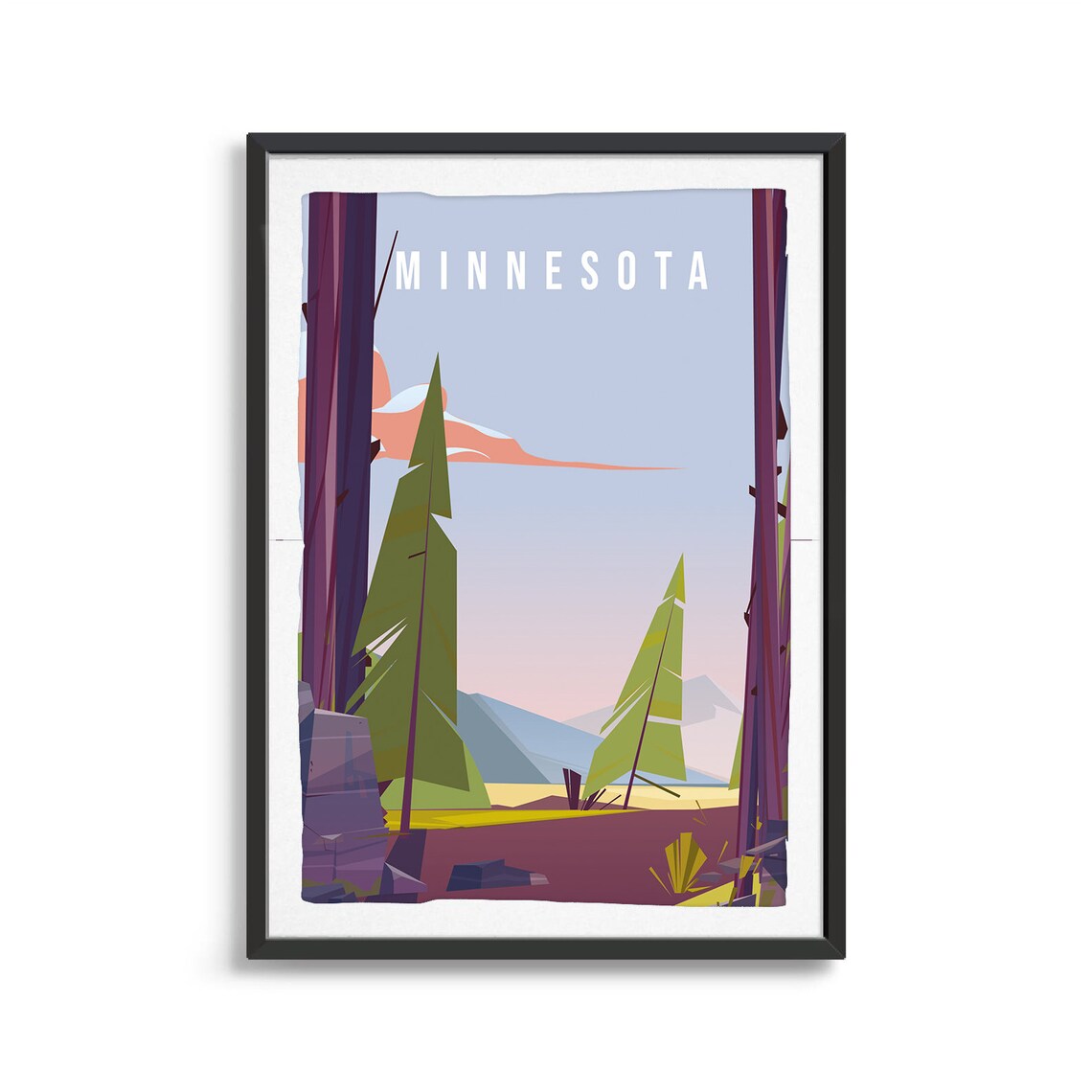 Minnesota Pine Forest Northwoods Landscape Vintage Travel Poster