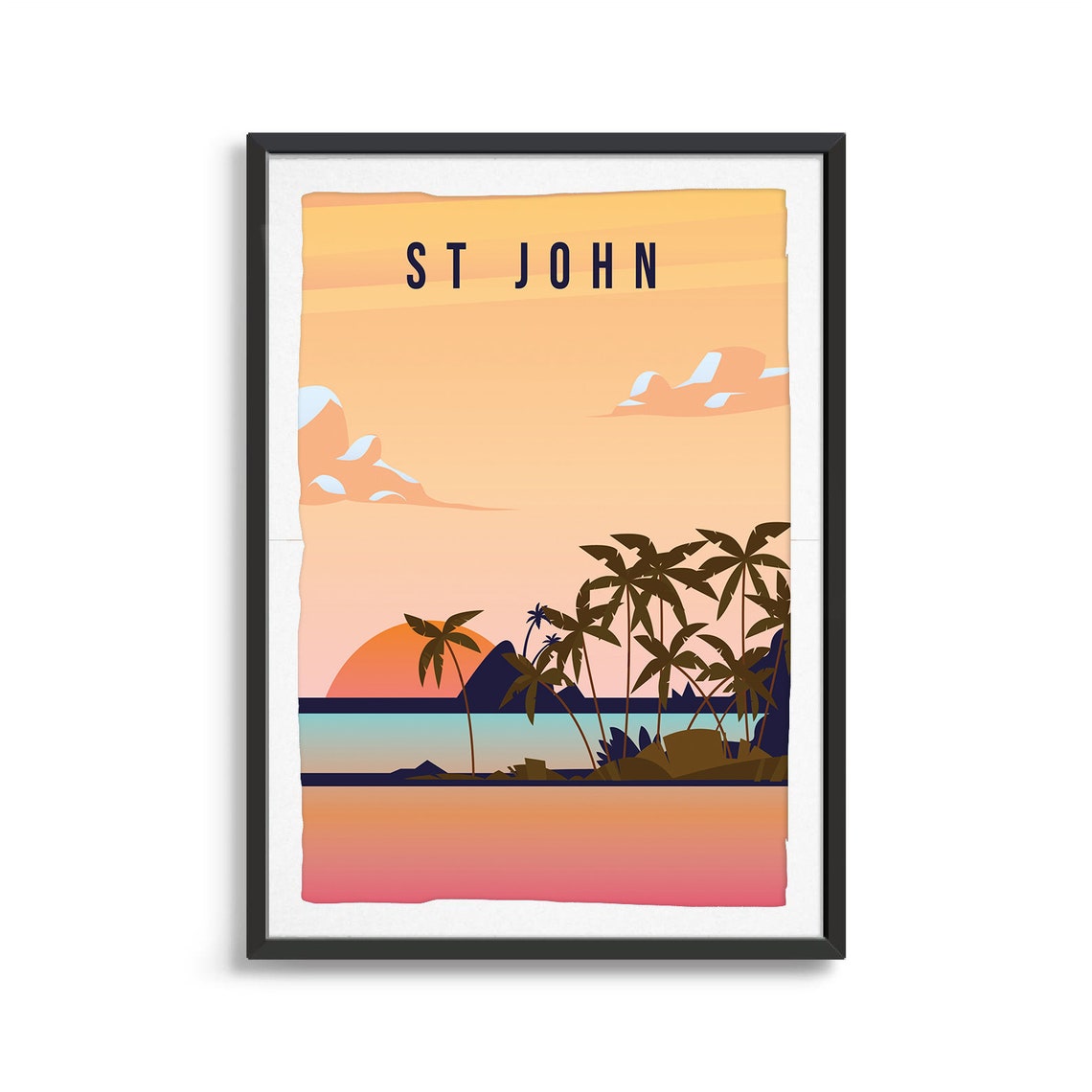 St John Island Poster Island Art Island Wall Art Island Print World Print Island Poster Island Print Island Art Travel Illustration