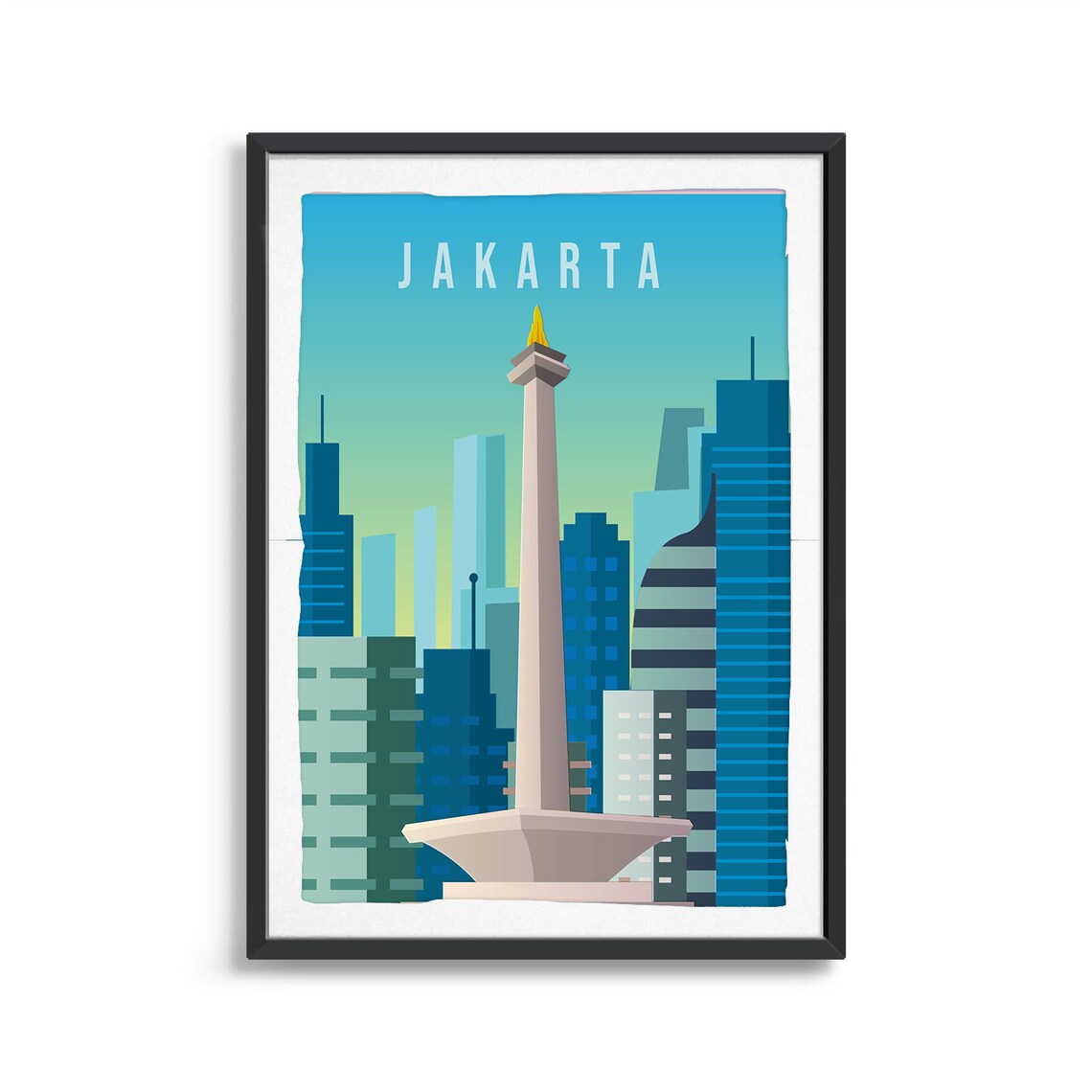 Jakarta City Poster, Indonesia Travel Art Print