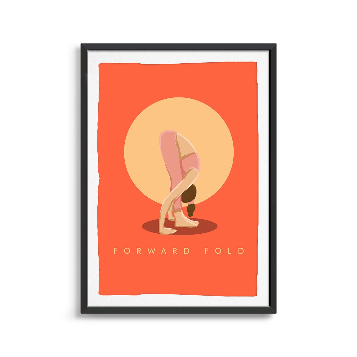 Forward Fold Retro Yoga Standing Stretch Sun Circle Flat Illustration Print - Image 2