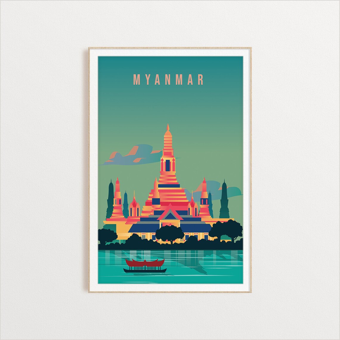 Myanmar Travel Poster, Country Illustration Art - Image 2