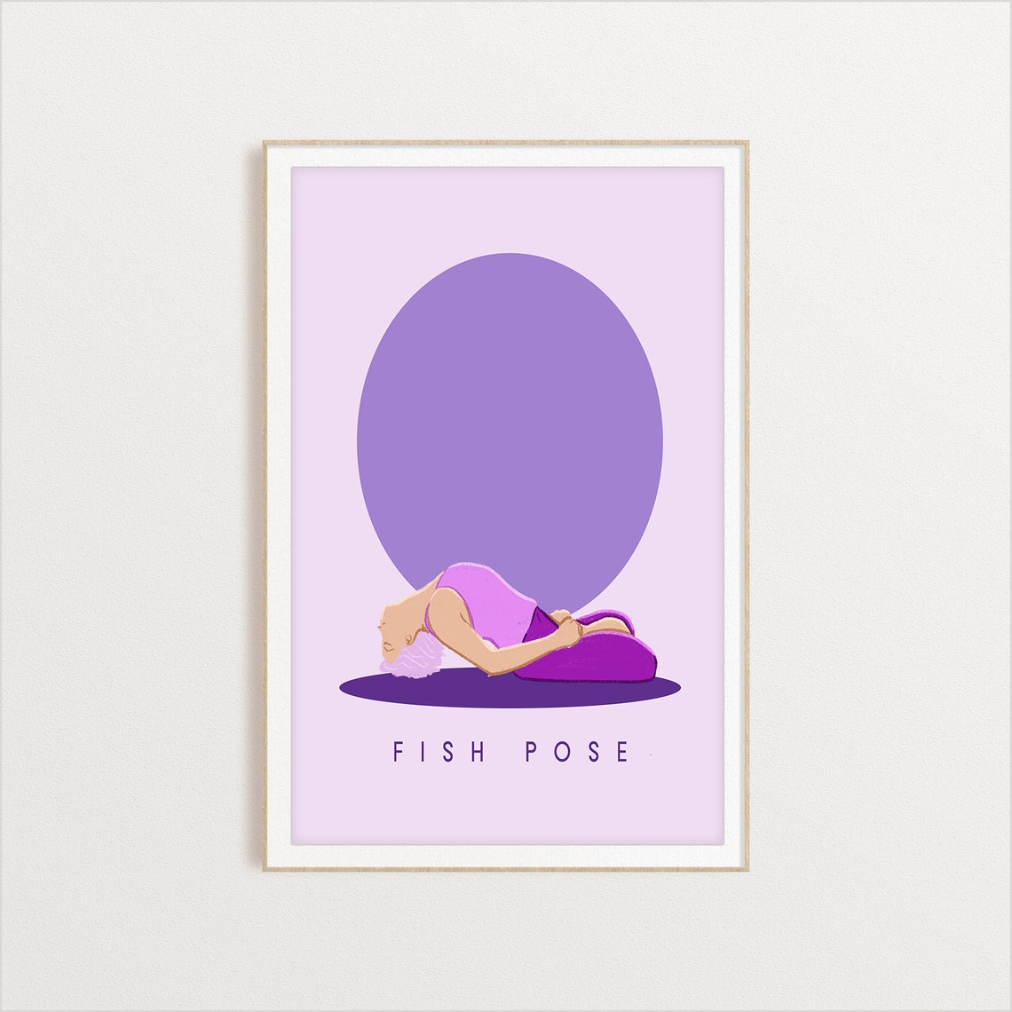 Fish Pose Retro Yoga Backbend Sun Circle Flat Illustration Print - Image 2