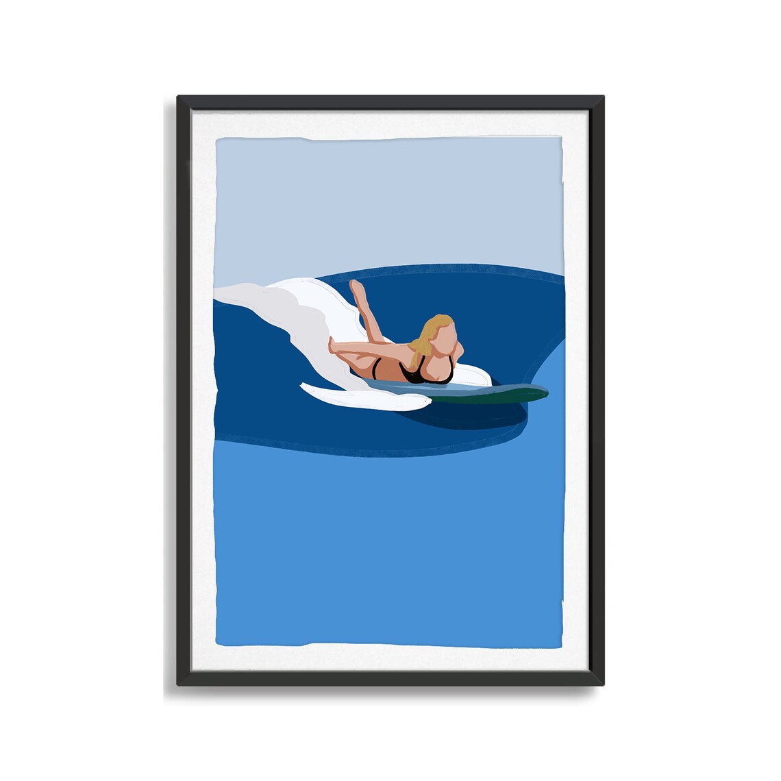 Surfer Girl Ocean Wave Art Poster Blonde Surfboard Beach Decor Gift - Image 2