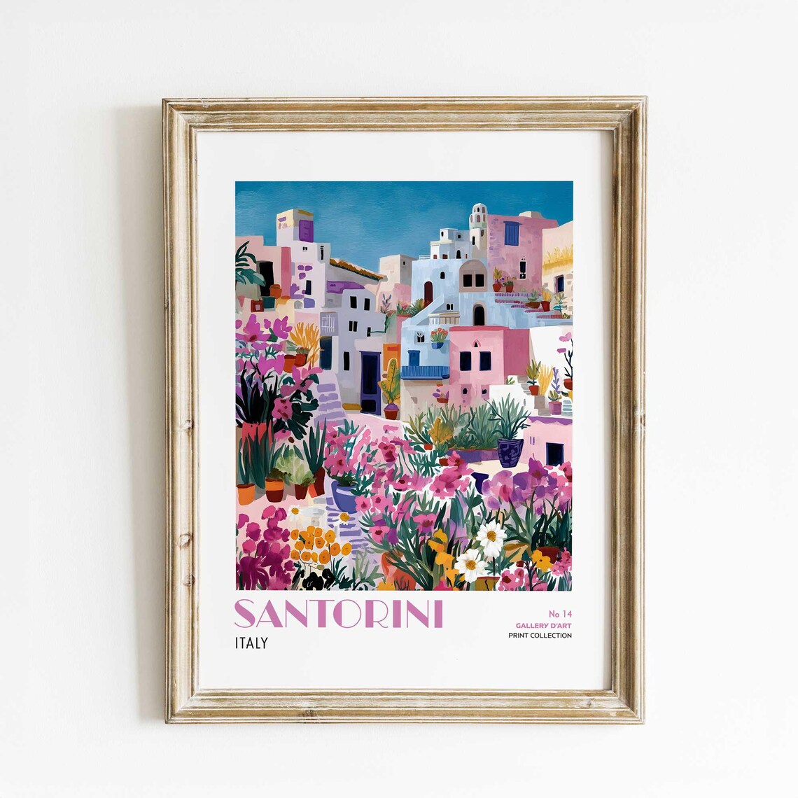 Santorini Greece Island Village Colorful Mediterranean Garden Poster