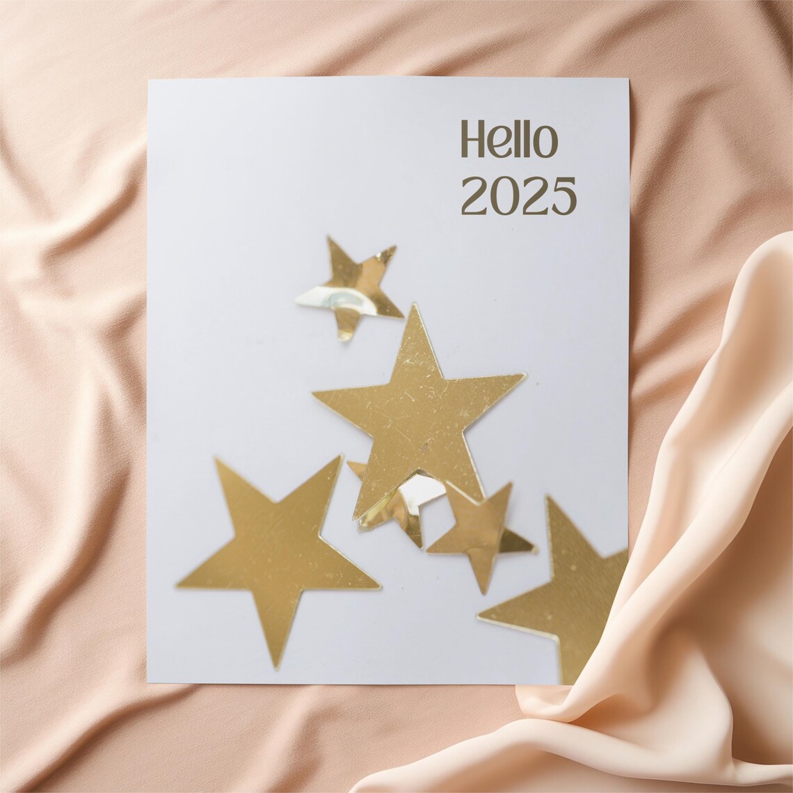 Hello 2025 Golden Stars Metallic Celebration Festive New Year Poster - Image 3