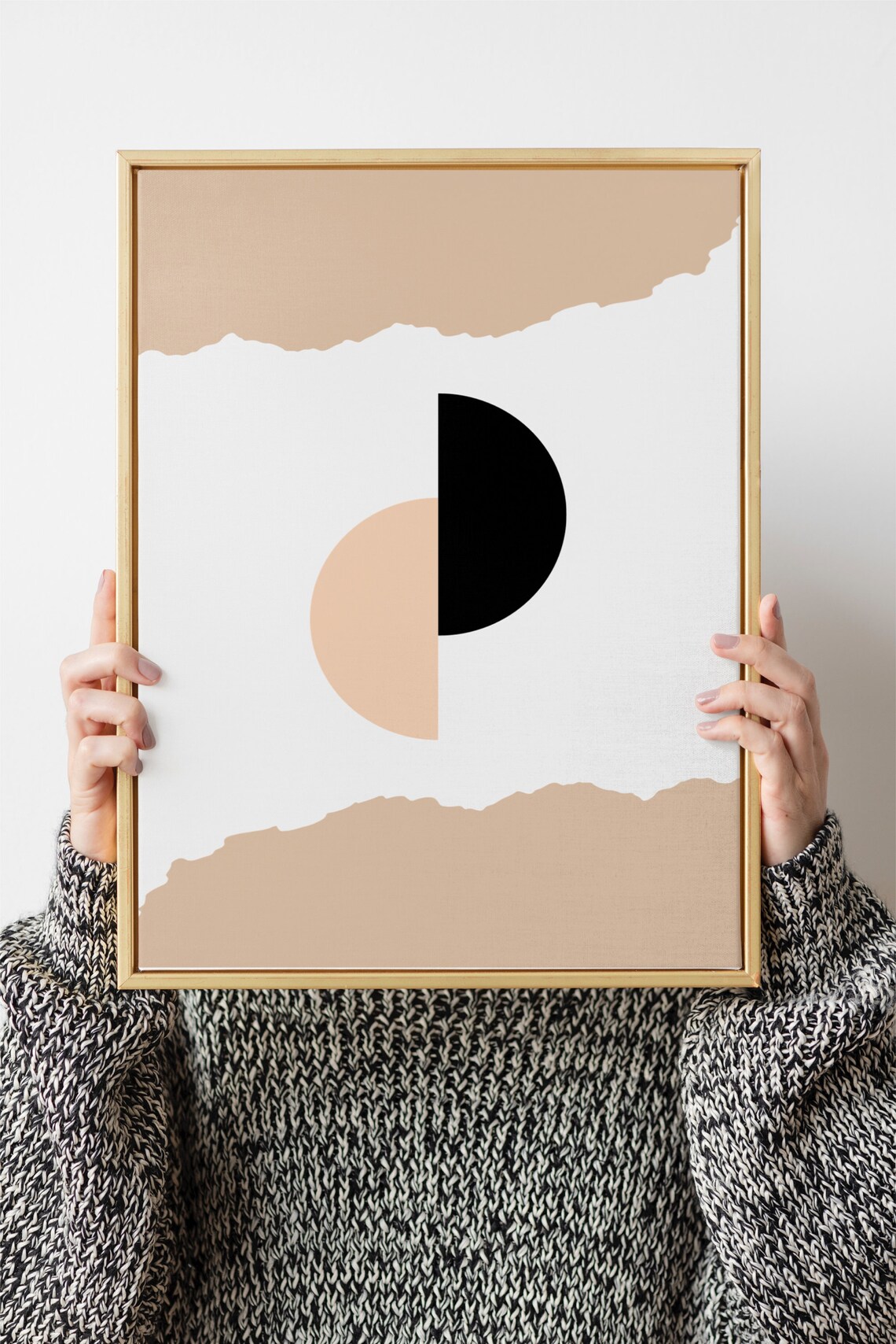 Geometric Boho Wall Art, Abstract Half Circles - Image 3