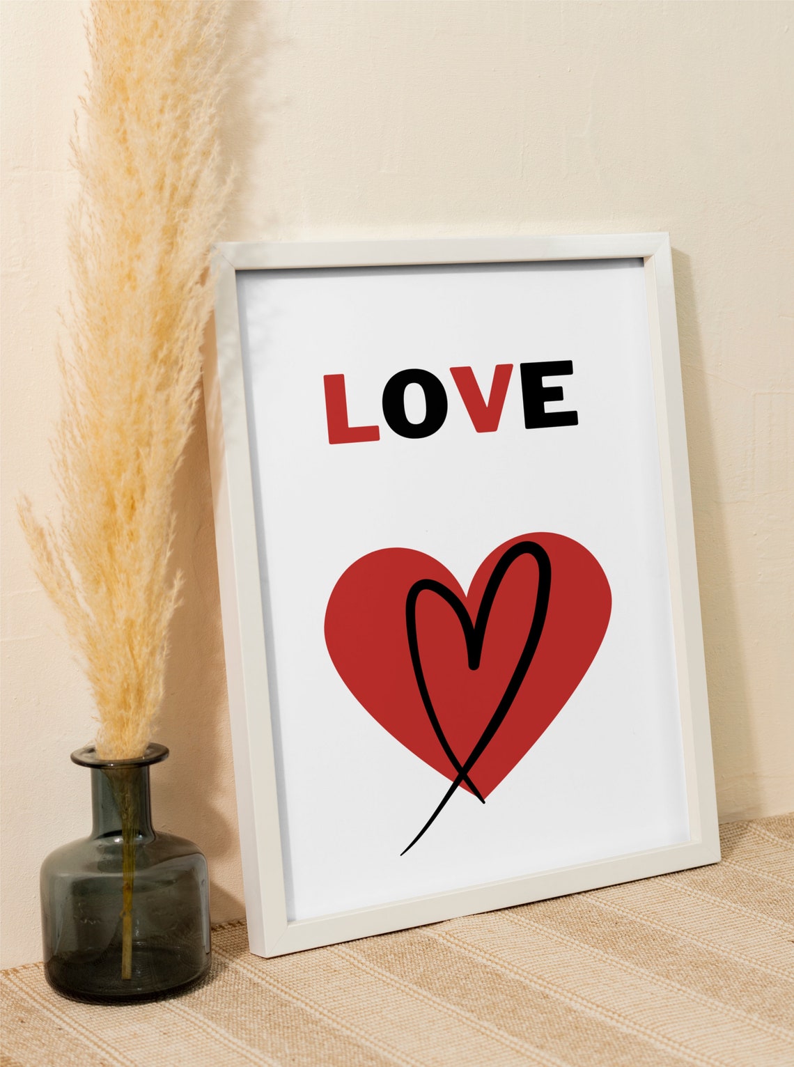 Love In Black Red Valentines Art Print