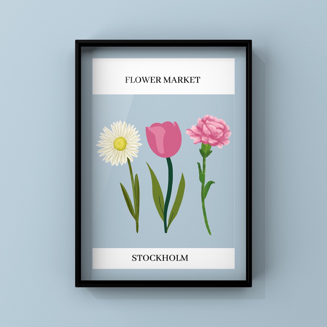 Stockholm Flower Market Daisy Tulip Carnation Botanical Art Poster - Image 2