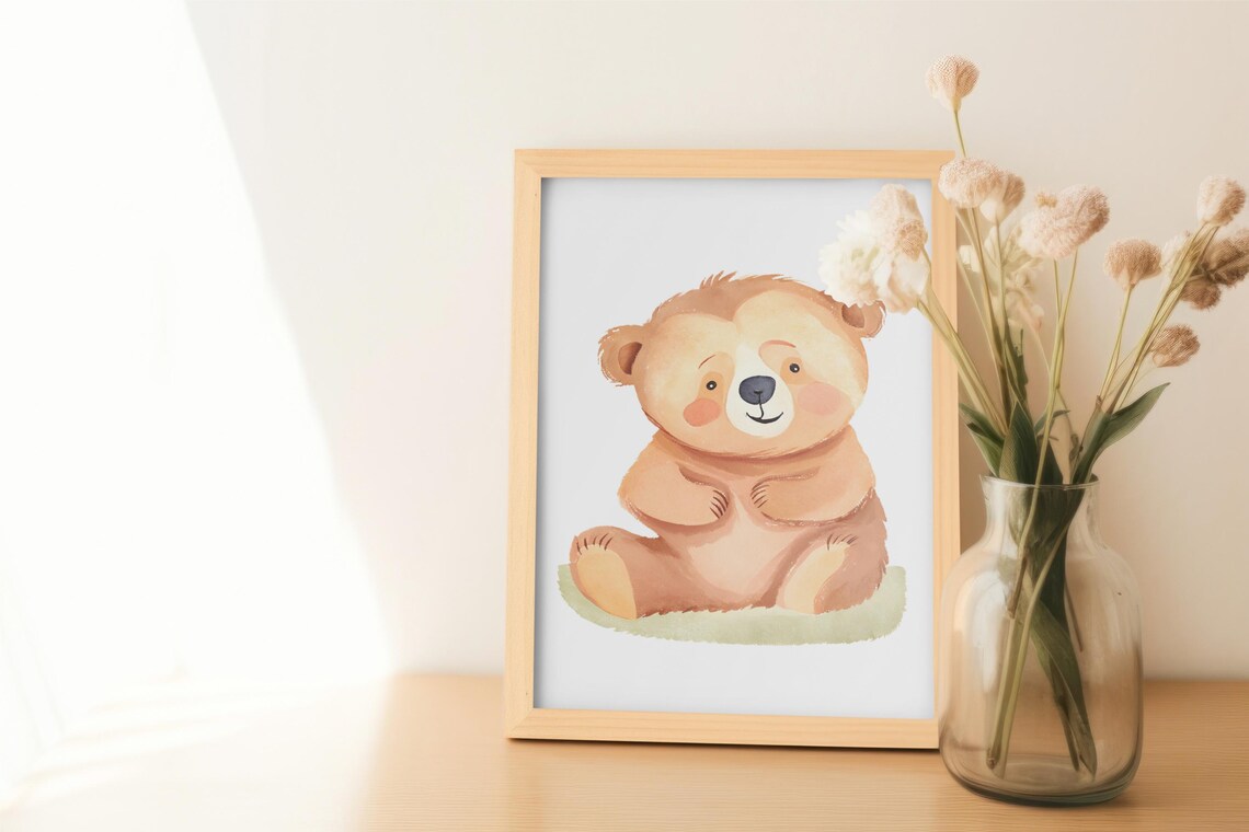 Bear Nursery Decor, Kids Wall Art Poster
