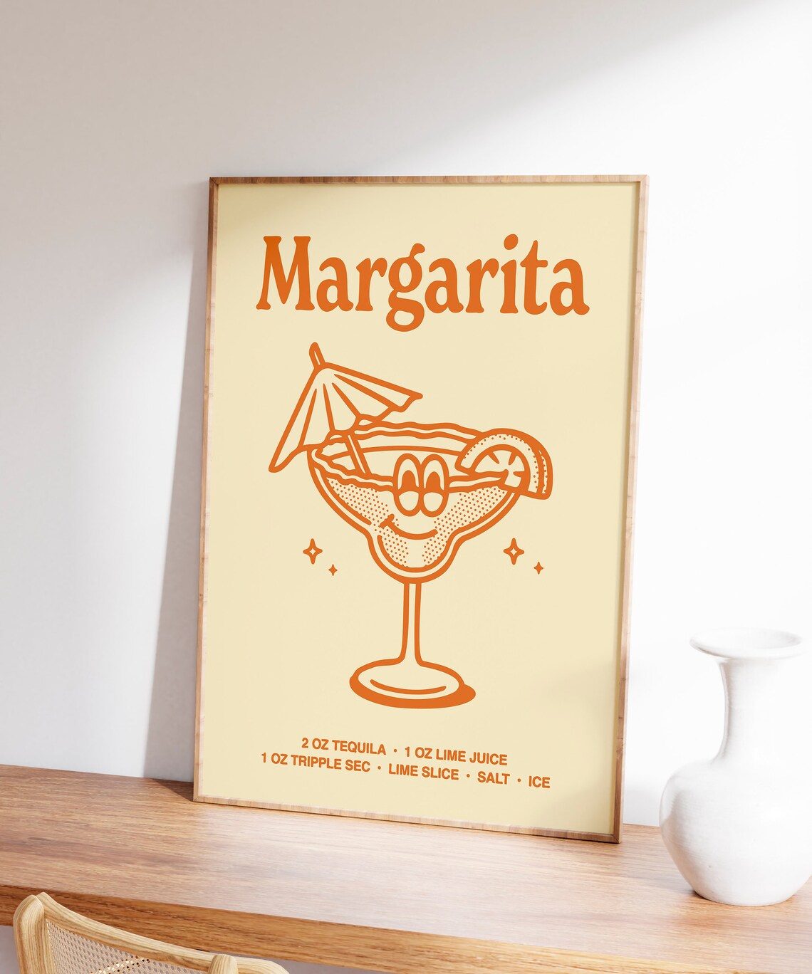 Margarita Cocktail Recipe Orange Glass Character Bar Cart Poster - Image 4