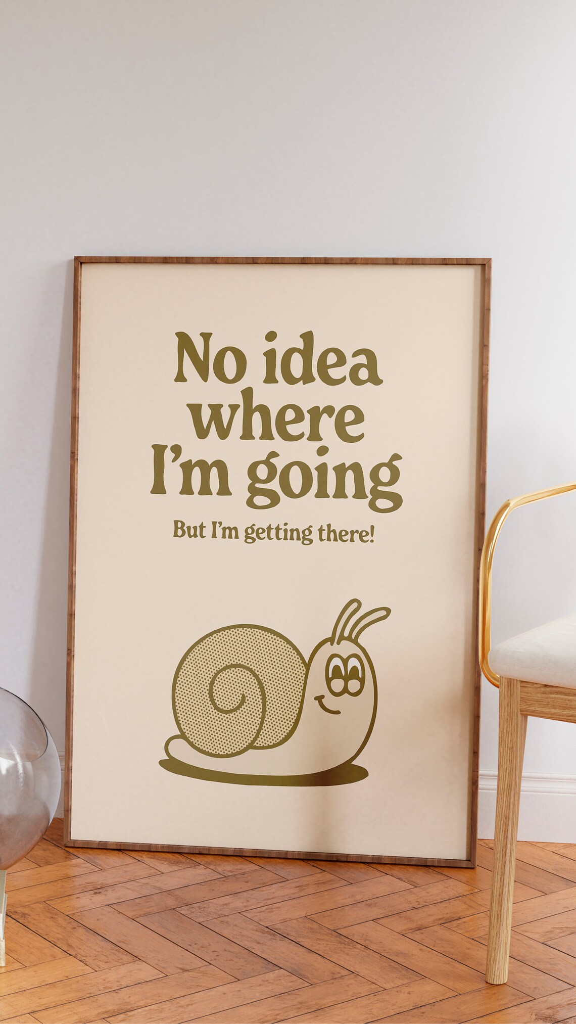 Getting There Retro Quote Art Print, Brown Funky Decor - Image 2