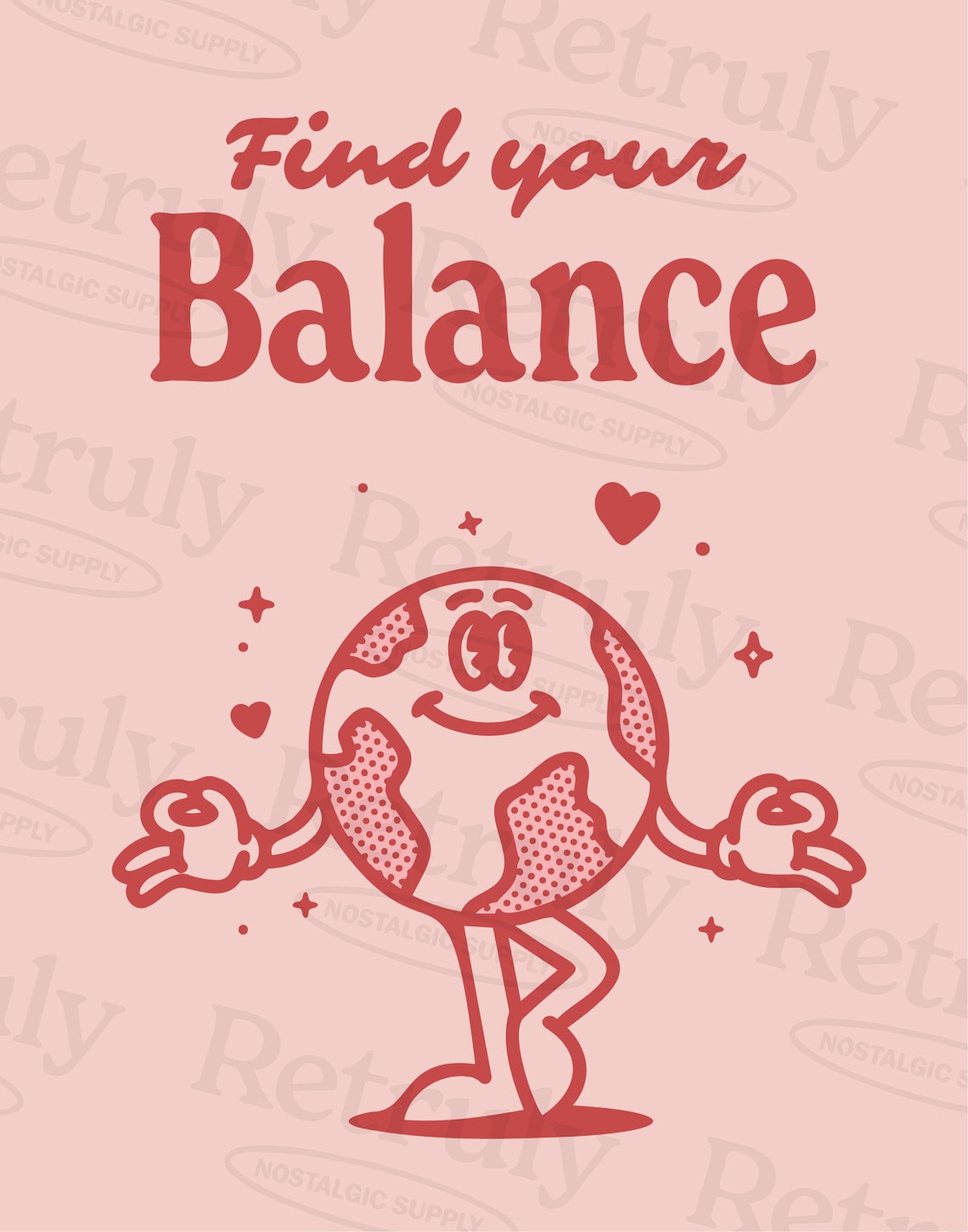 Find Your Balance Retro Yoga Art Print - Image 2