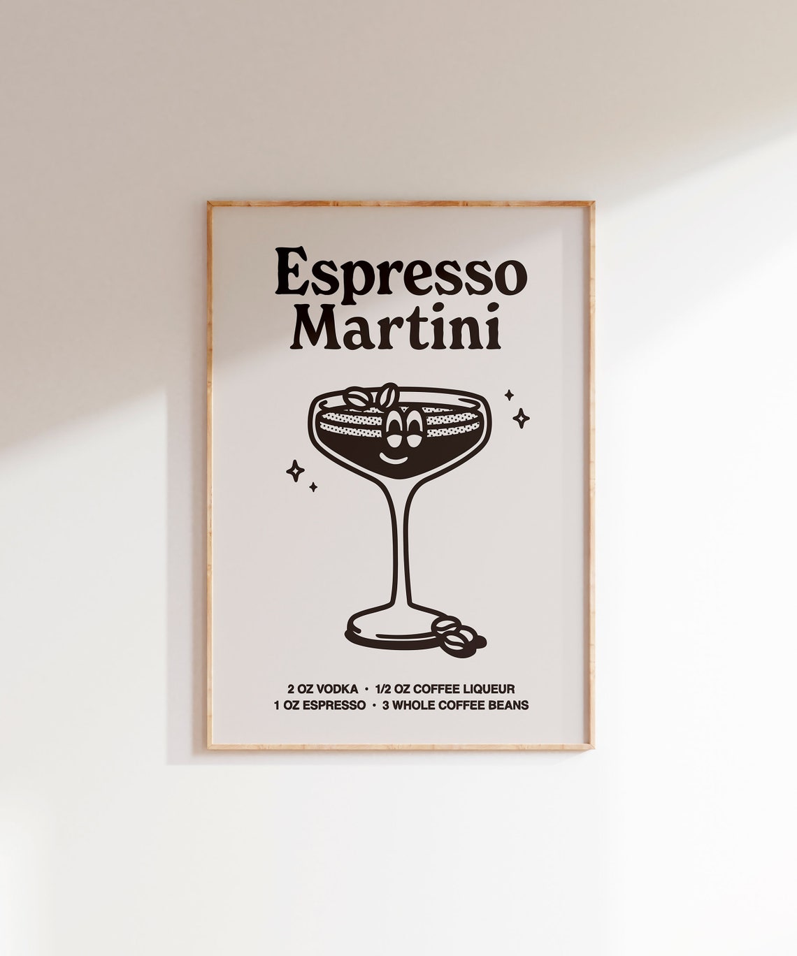 Espresso Martini Cocktail Recipe Brown Line Art Bar Cart Poster - Image 6