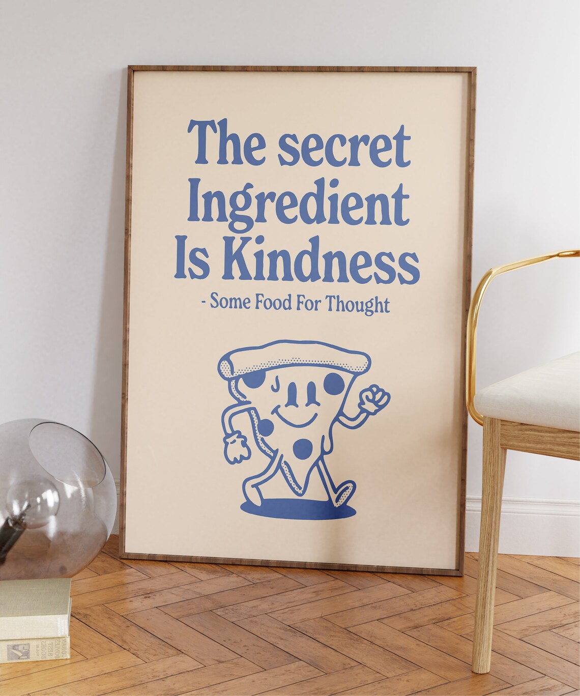 Kindness Retro Character Pizza Quote Art Print - Image 5
