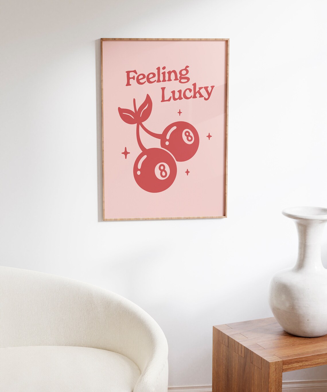 Feeling Lucky Cherry 8 Ball Retro Art Print - Image 4