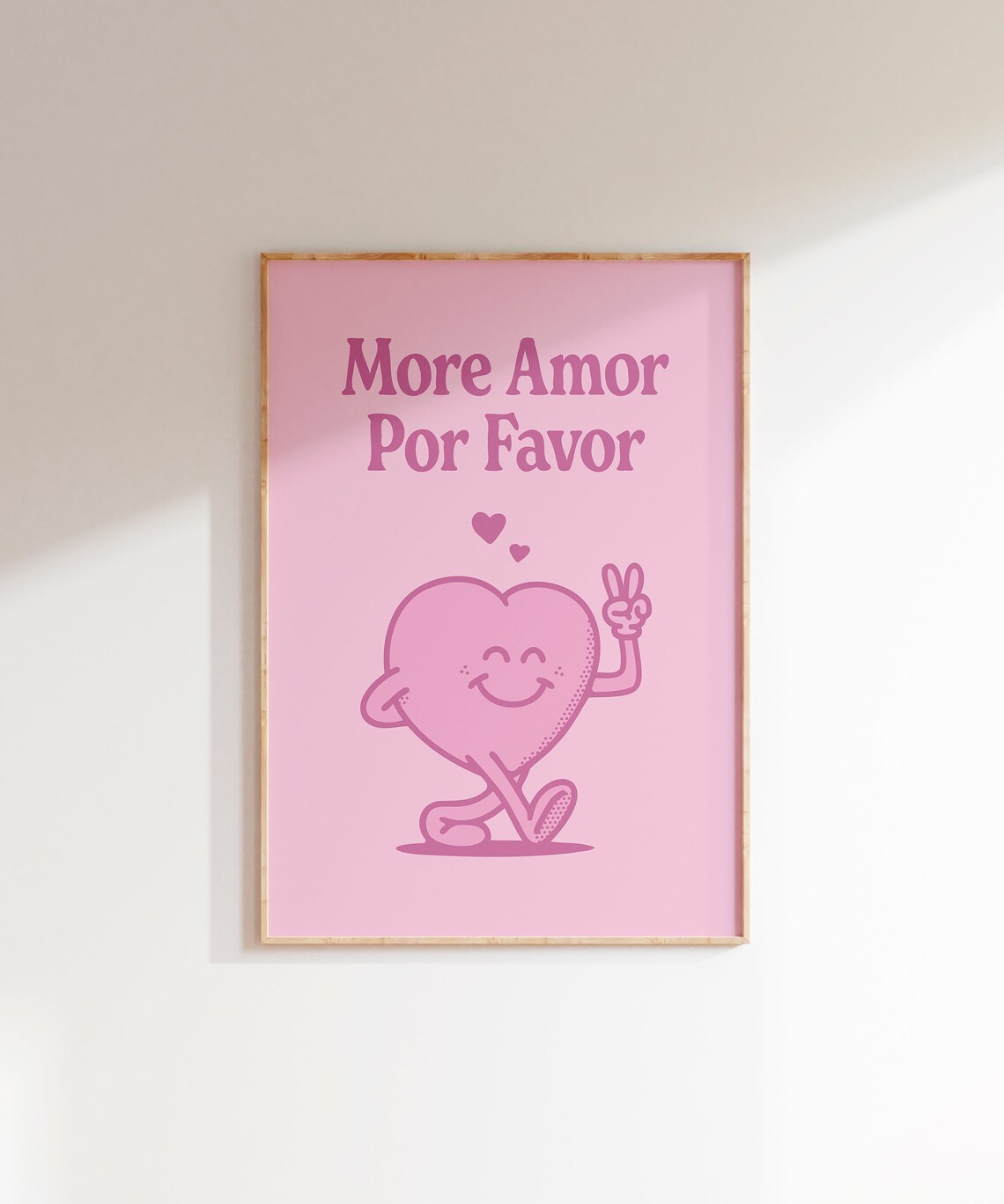 More Amor Por Favor Pink Retro Heart Mascot Love Quote Poster - Image 6