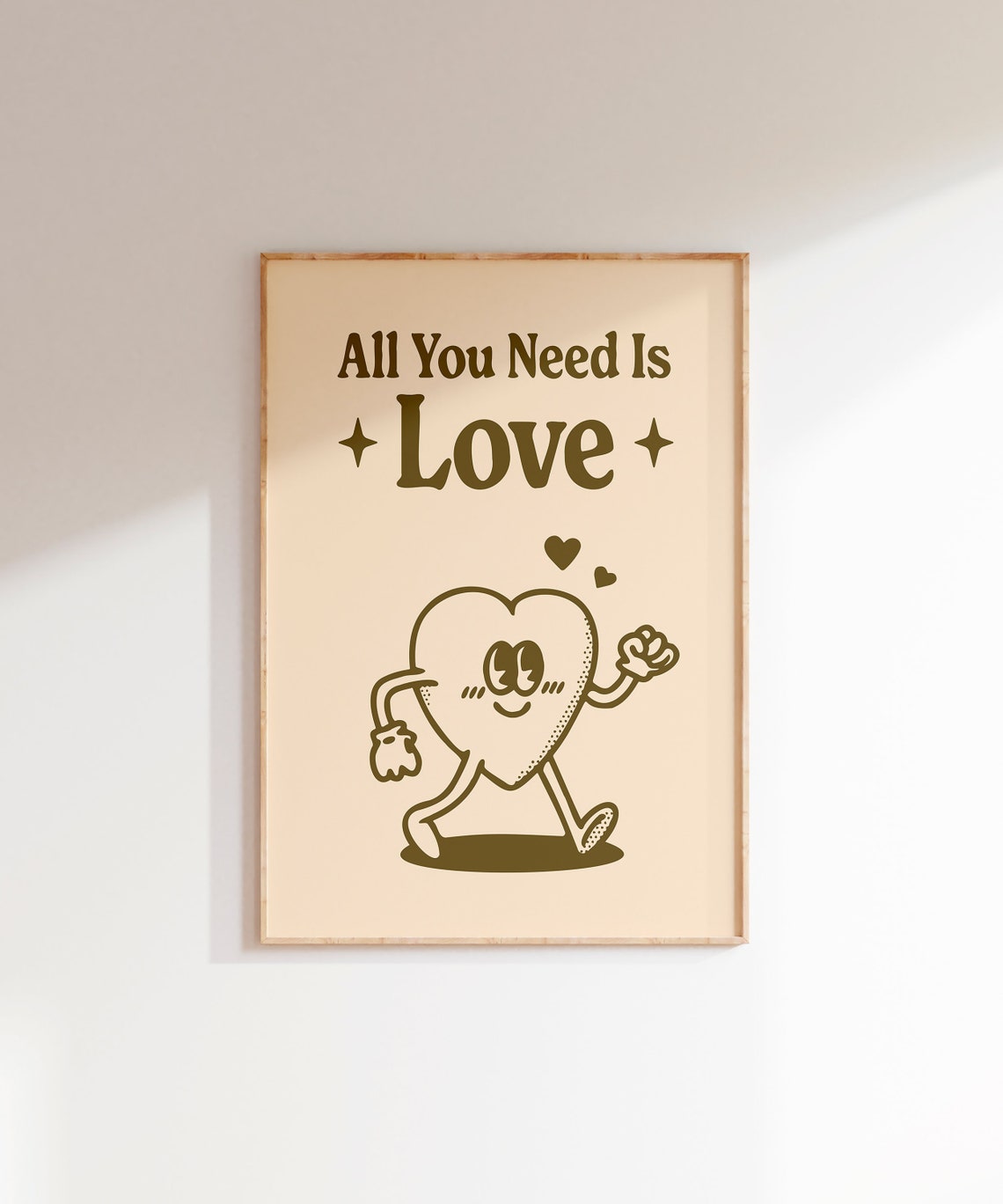 All You Need Is Love Retro Cartoon Walking Heart Motivational Poster - Image 6
