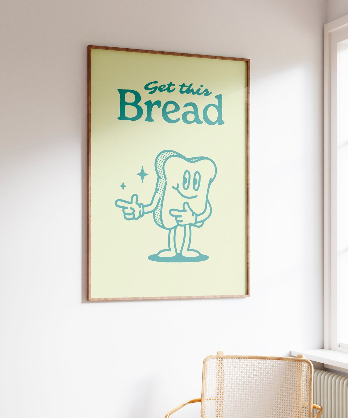 Get This Bread Smiling Toast Character Retro Motivational Quote Poster - Image 4