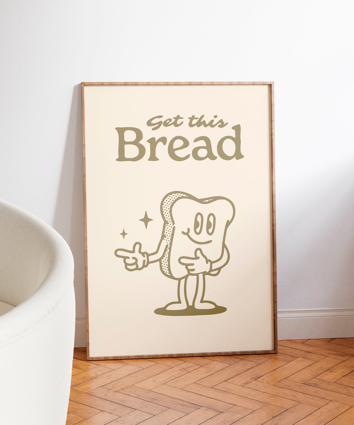 Get This Bread Cute Smiling Toast Retro Cartoon Quote Poster - Image 3