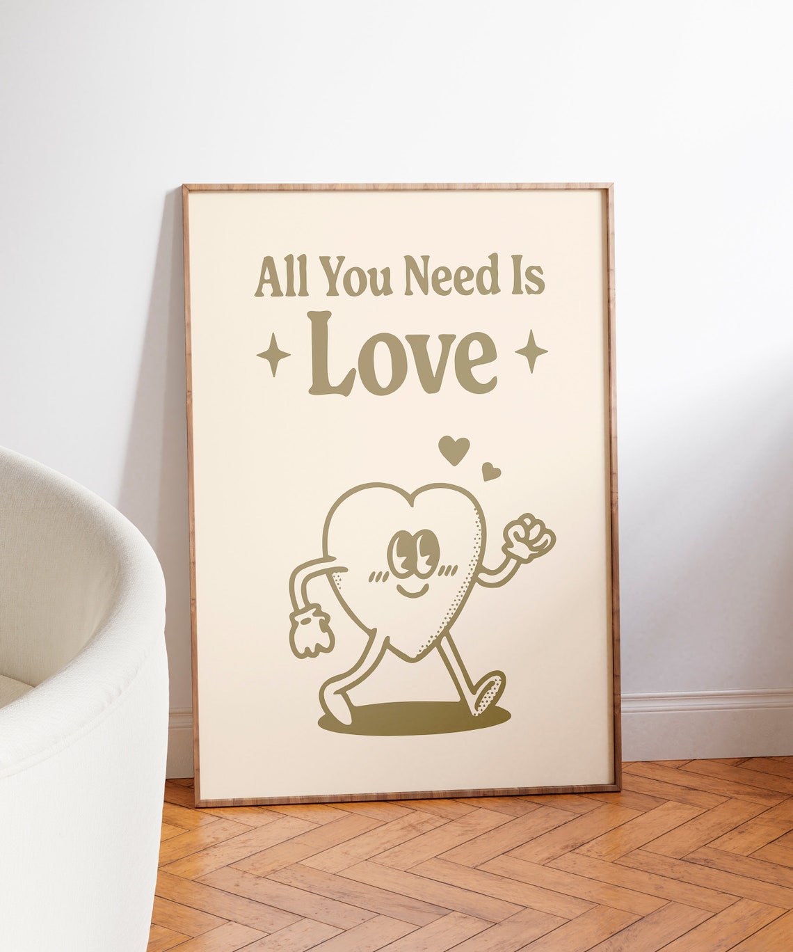 All You Need Is Love Retro Cartoon Walking Heart Motivational Poster - Image 7